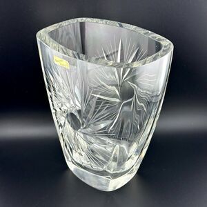 Magnor Krystall Norway Clear Crystal Vase Cut Pinwheel 7" H Thick Walls VTG MCM